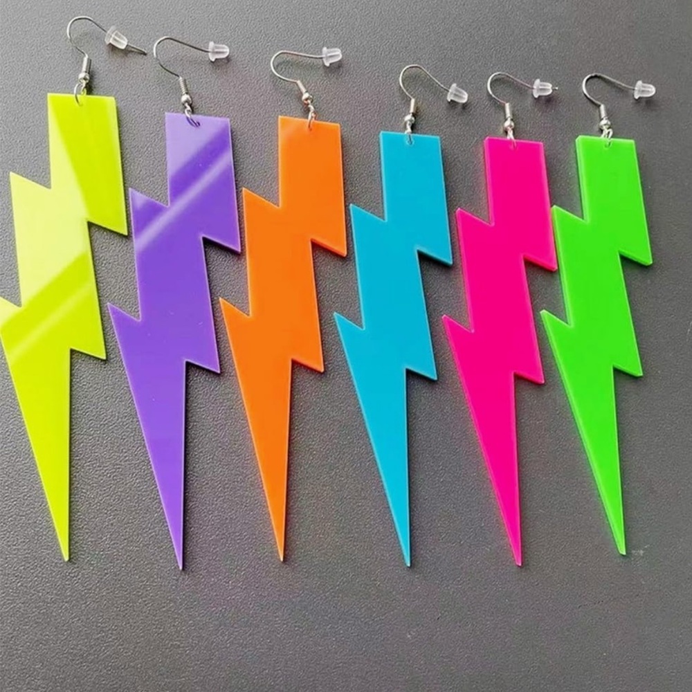 Neon Lightning Bolt Dangle Earrings